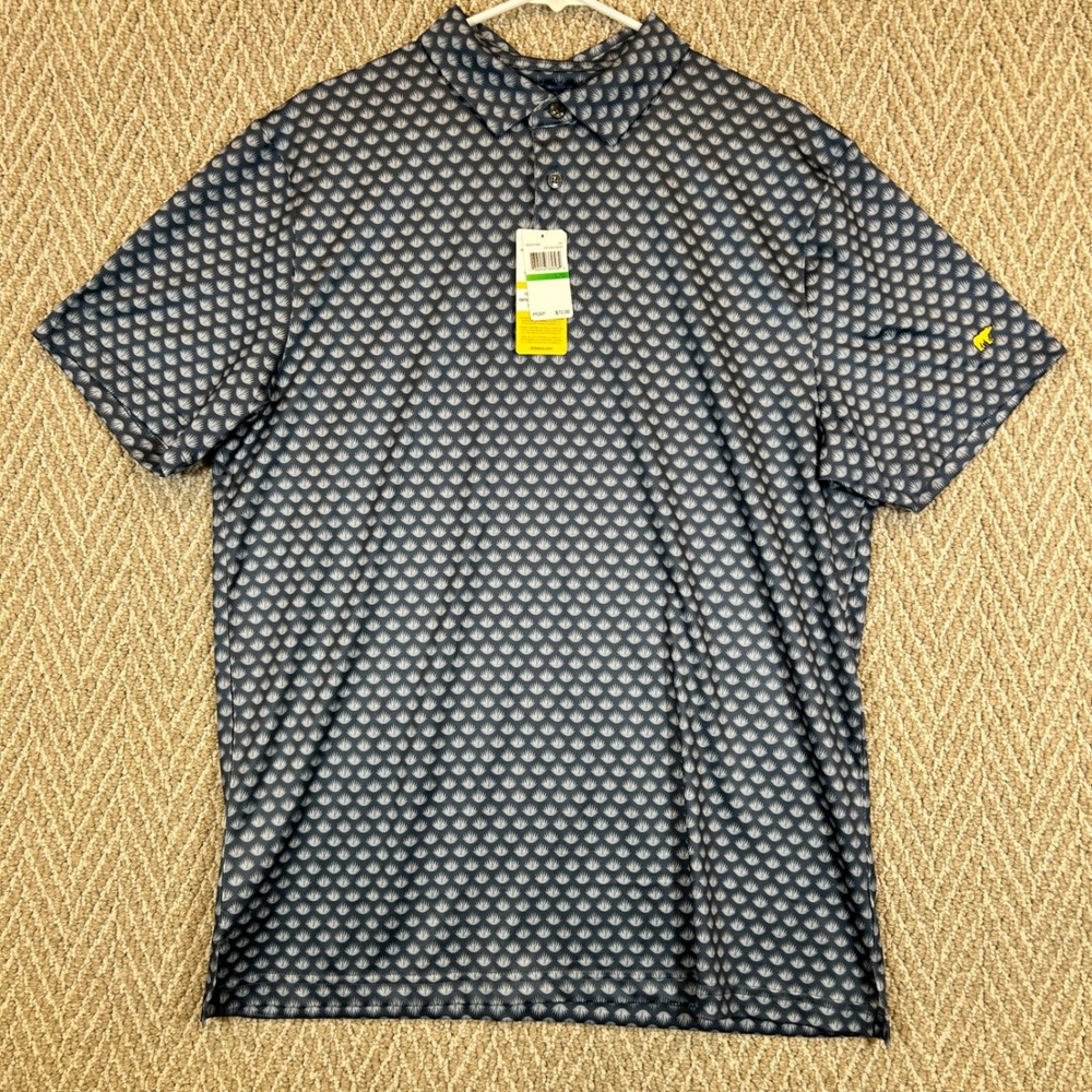 Jack Nicklaus Shirt Mens Large Vintage Indigo Agave Print Golf Polo UPF 30